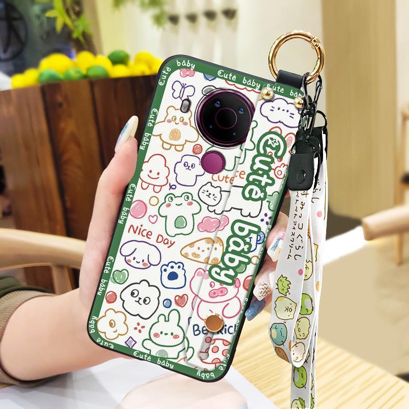 Wrist Strap Dirt-resistant Phone Case For Nokia 5.4 Back Cover Durable Wristband Silicone Soft case Protective Cartoon