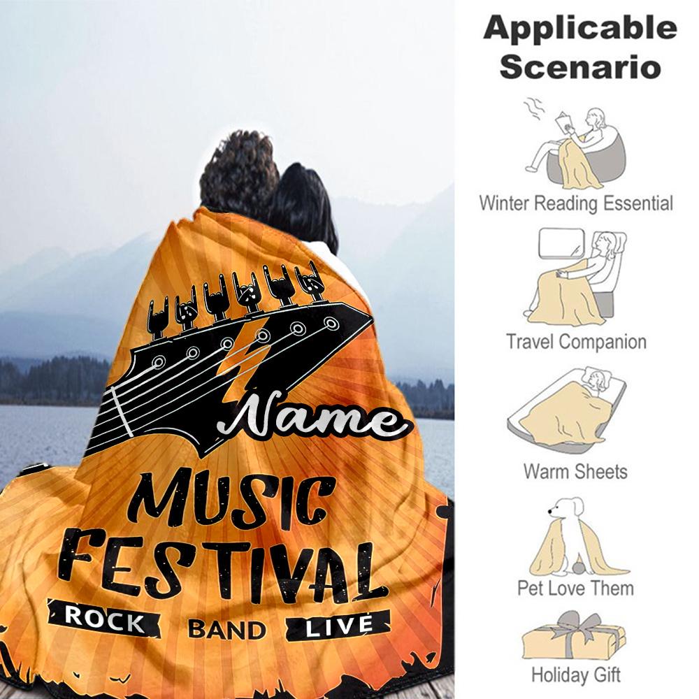 Rock66 Personalized Text Blanket Throw Personalized Blanket Soft Warm Cozy Suitable for Couch Seaside Livingroom Bedding All-Season Use