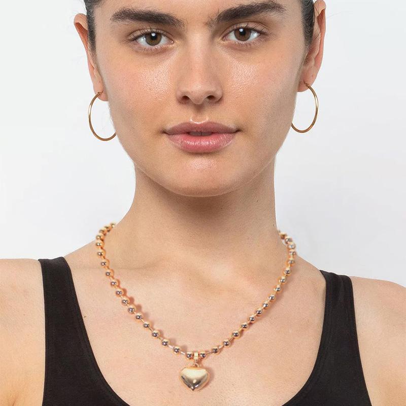 Fashion Copper/925 Silver Gold Plated 18K Link Chain Heart Shaped Necklace