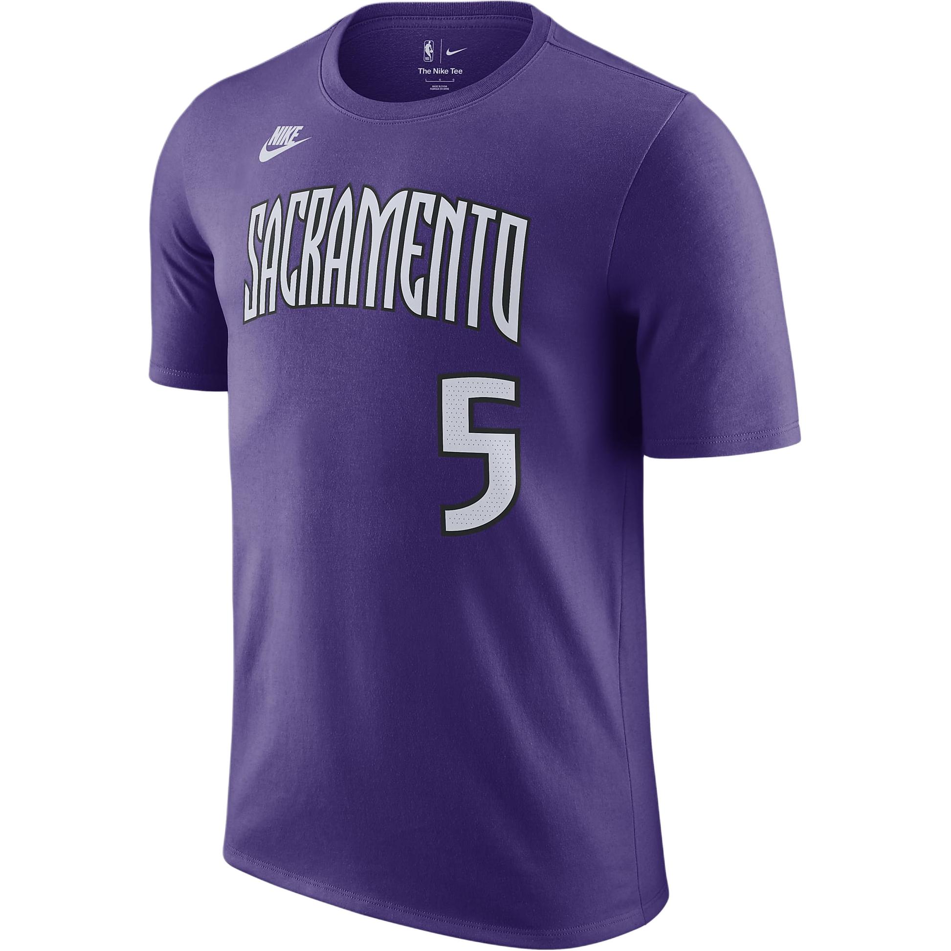 Nike × NBA Sacramento Kings DeAaron Fox Essential Hardwood Classics Crew Neck Short Sleeve T-Shirt Men Tops Purple HJ2756-504 M