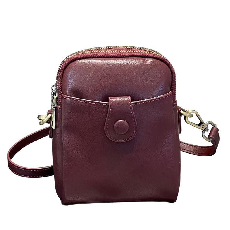 Hot-Selling Phone Bag for Women 2025 New Genuine Leather Vintage Single Shoulder Crossbody Small Square Bag
