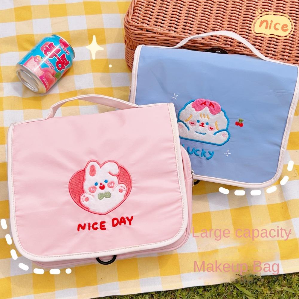 

Nylon Handheld Makeup Bag Clutch Bag Skincare Storage Bag Toiletry Organizer Cosmetic Bag Travel синий