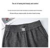 2024 Autumn/Winter High-Waisted Wool Slimming Straight-Leg Cropped Warm Pants for Middle-Aged Women