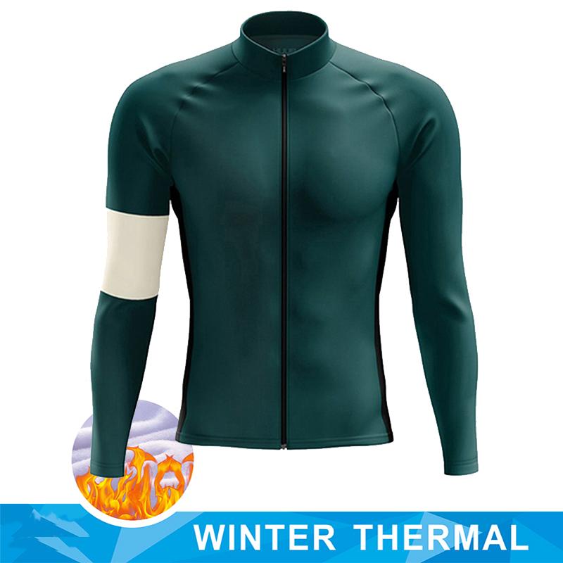 Team 2024 Men Cycling Jersey Winter Thermal Fleece Long Sleeve MTB Bicycle Warm Jacket Road Bike MTB Clothing Outdoor Sportswear