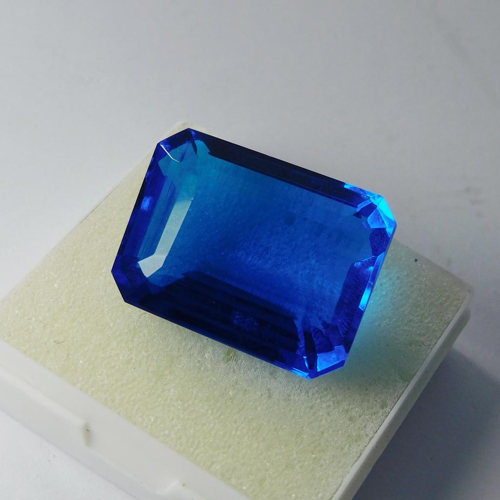 54.45 Ct Emerald Cut CERTIFIED Lab-Created Blue Sapphire Gemstone Free Delivery