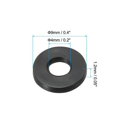 PATIKIL M4 Rubber Flat Washers, 40pcs, 4mm ID x 9mm OD x 1.2mm Thick, for Sealing, Spacer, Gasket, Ring, Faucet, Pipe, Water Hose, Fastener, Bolt, Bla