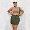 Mini jupe cargo décontractée pour femme, couleur unie, jupe courte Y2K, moulante avec poches à rabat, taille haute, jupe de banlieue mode