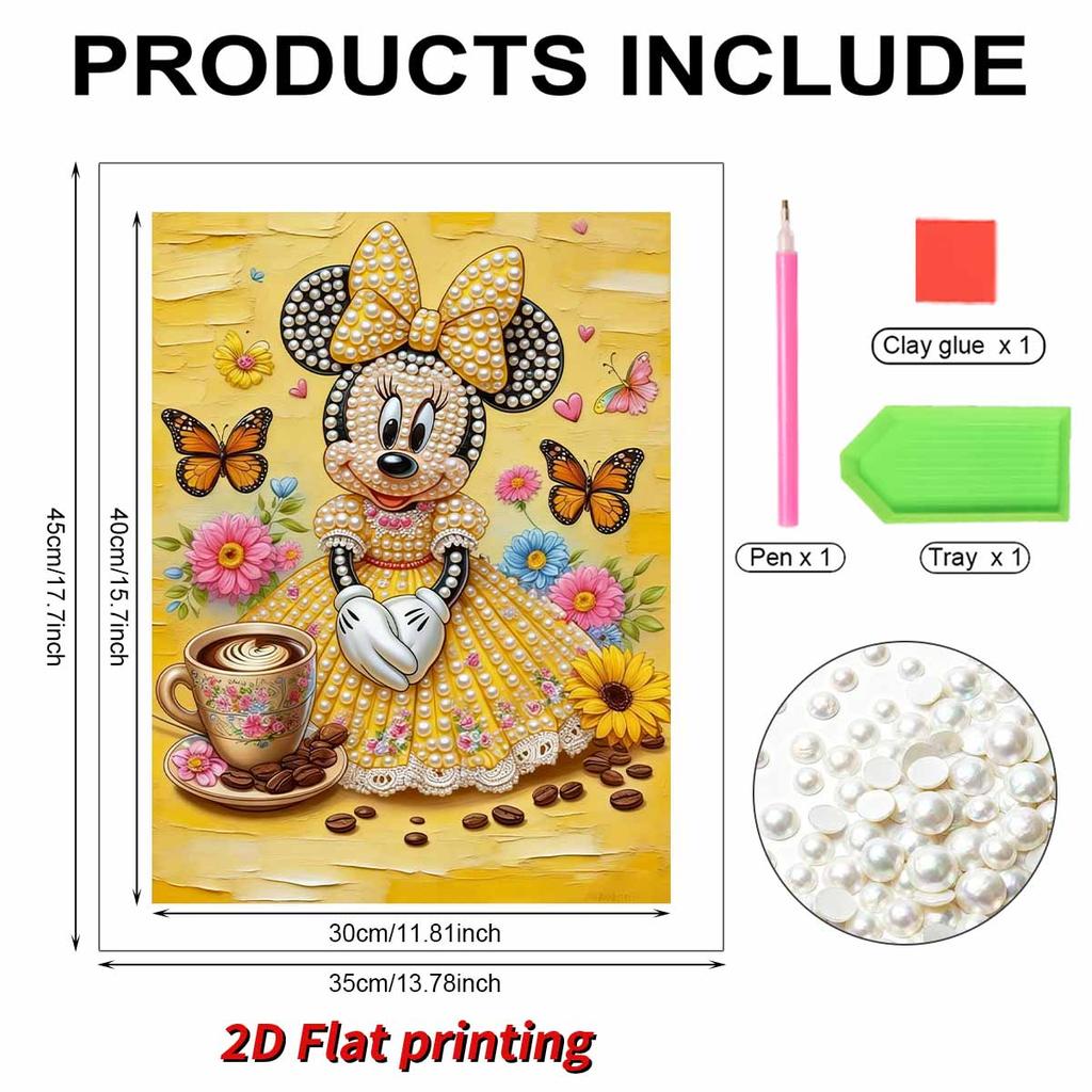 Disney Minnie Oil Painting Style Creative Pearl Painting Art 5D DIY Full Diamond Embroidery Mosaic Cross Stitch Kit Home Room Decoration