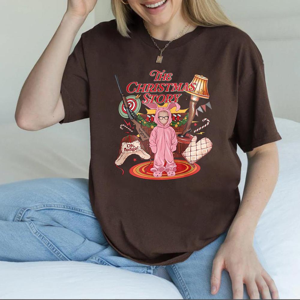 Funny Christmas Movie Tshirt Leg Lamp Christmas Shirt The Christmas Story Tshirt Unisex Women Xmas Printed Short Sleeves Tops