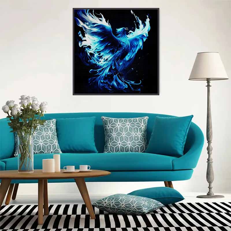 New Arrival 5D DIY Full Circle Diamond Painting "Blue Flame Phoenix" Embroidery Cross Stitch Home Decor Gift