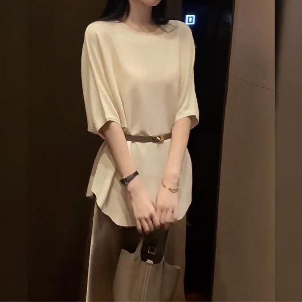 Casual commuting temperament versatile suit women s 2026 summer new loose top solid color skirt two-piece skirt S