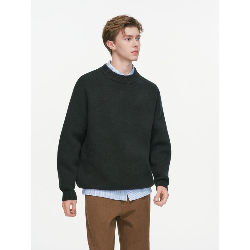 Dream Made Solid Color Round Neck Pullover Sweater for Men 2025 Autumn New Loose Casual Style Inner Knitwear