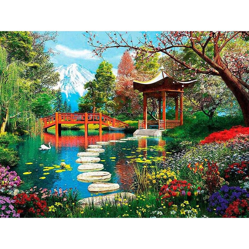 

Новый 5D DIY Алмазная картина Пейзаж Деревня Алмазная вышивка Полный круглый дрель Пейзаж Вышивка крестом Ремесла Домашний декор Full Round 40x50CM