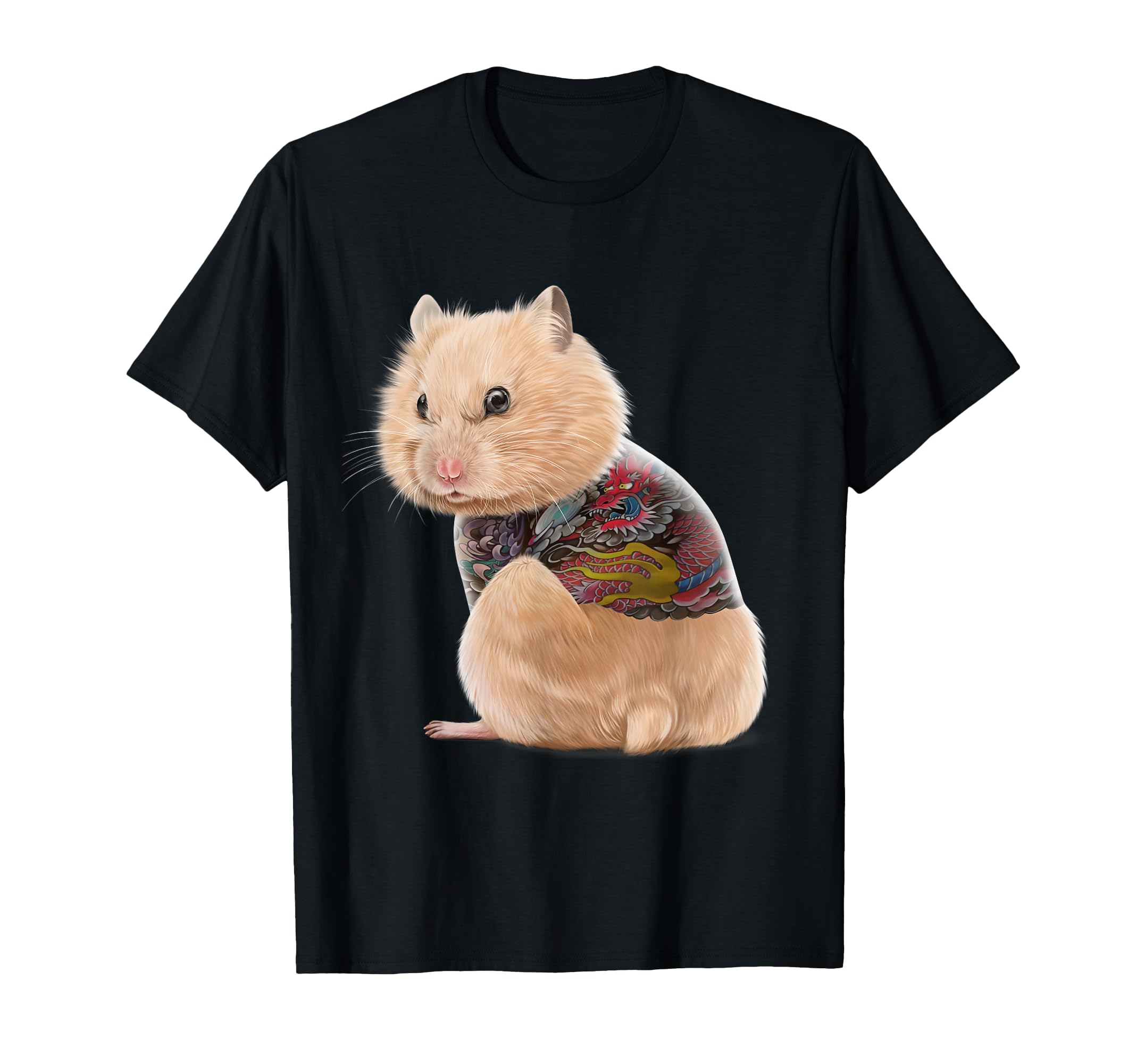 

Traditional Japanese Dragon Tattoo and Hamster T-Shirt чорний