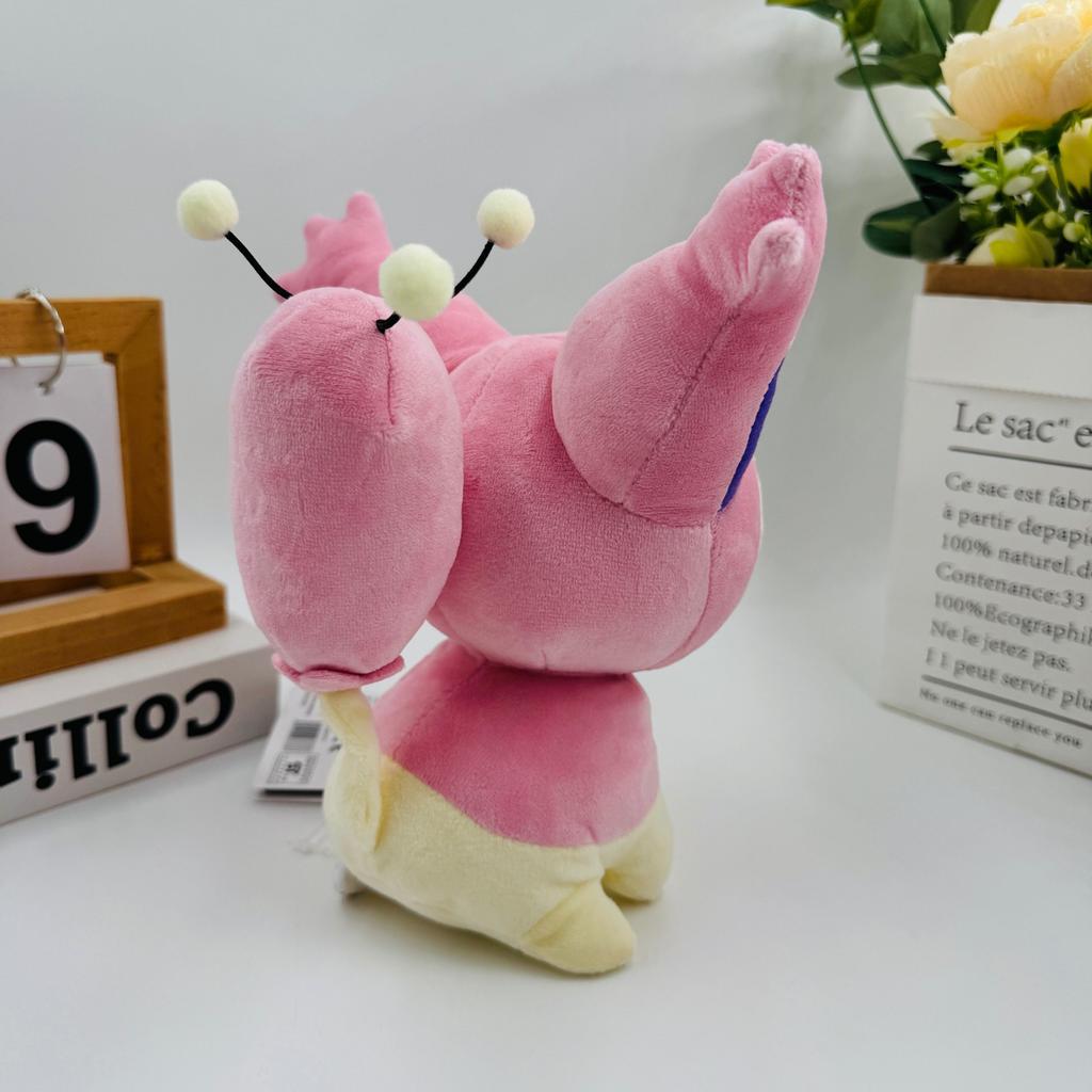 20cm Pink Skitty Plush - Cute Jingle Bell Cat Basic Form Stuffed Doll with Tag, Adorable Feline Collectible Toy