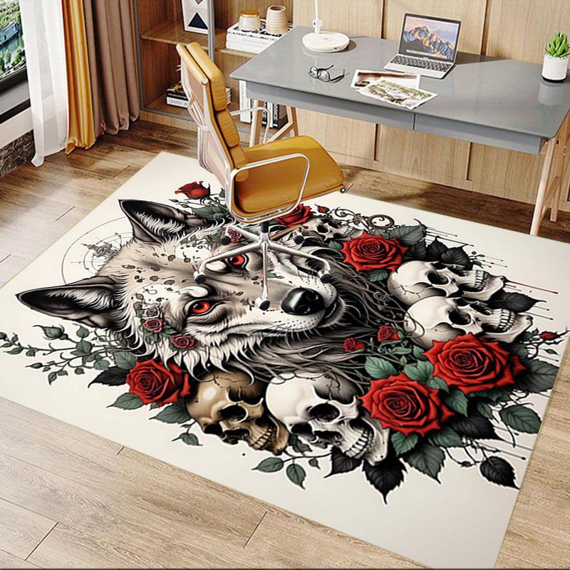 1PC Wolves, Skeletons Non-Slip Floor Carpet, Suitable for Office, Bedroomand Playrooms. It Can Also Be Used As a Sofa Footrest cover-T25