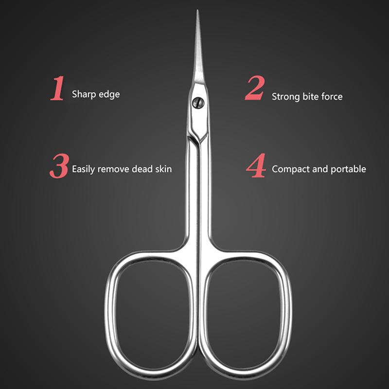 Vârf curbat din oțel inoxidabil cu lamă subțire pentru cuticule foarfece pentru îndepărtarea pielii