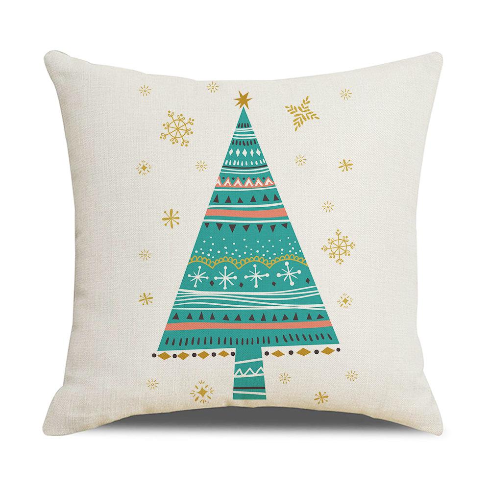 New Home Furnishings Christmas Linen Pillowcase Cartoon Christmas Tree Sofa Cushion Cover Pillow Cover