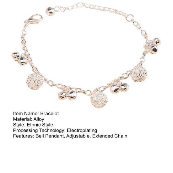 Retro Ethnic Style Bracelet Bell Pendant Adjustable Extended Chain Beach Anklet 2 In 1 Girl Bracelet Anklet Jewelry Gift