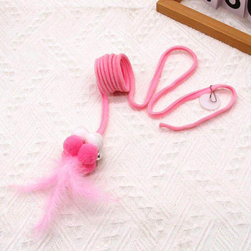 

Suction Cup Self-Hi Relieving Stuffy Pet Supplies Cat Teasing Ball Pink feather]