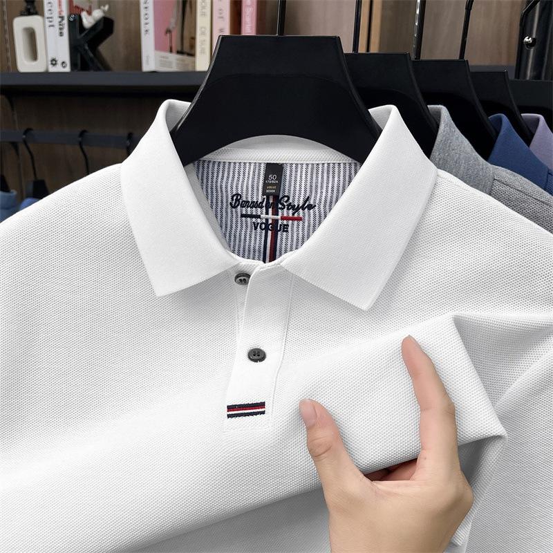 Autumn Cotton Long-Sleeved Men'S Polo Shirt Middle-Aged Business Casual Solid Color Versatile Lapel T-Shirt Men