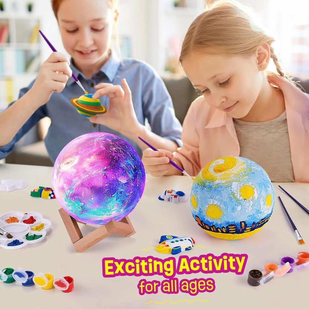Paint Your Own Moon Lamp Kit, Cool Gifts DIY 3D Space Moon Night Light, Art Supplies Arts & Crafts Kit, Arts and Crafts for Kids Ages 8-12, Toys