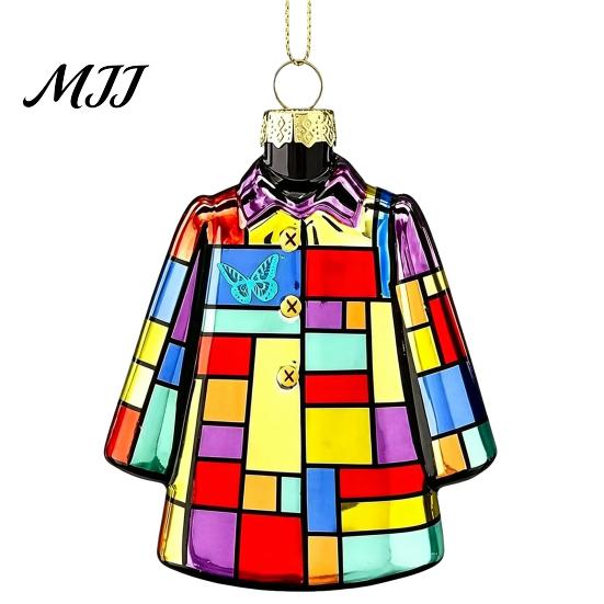 Artistic Guitar Hanging Decor Acrylic Christmas Ornament, Patchwork Jacket Butterfly Flat Pendant Tree Ornaments with Gold String for Wall Car, Music