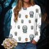 Halloween Serie 3D Digital bedrucktes Damen Harajuku Style Casual Rundhals Langarm T-Shirt