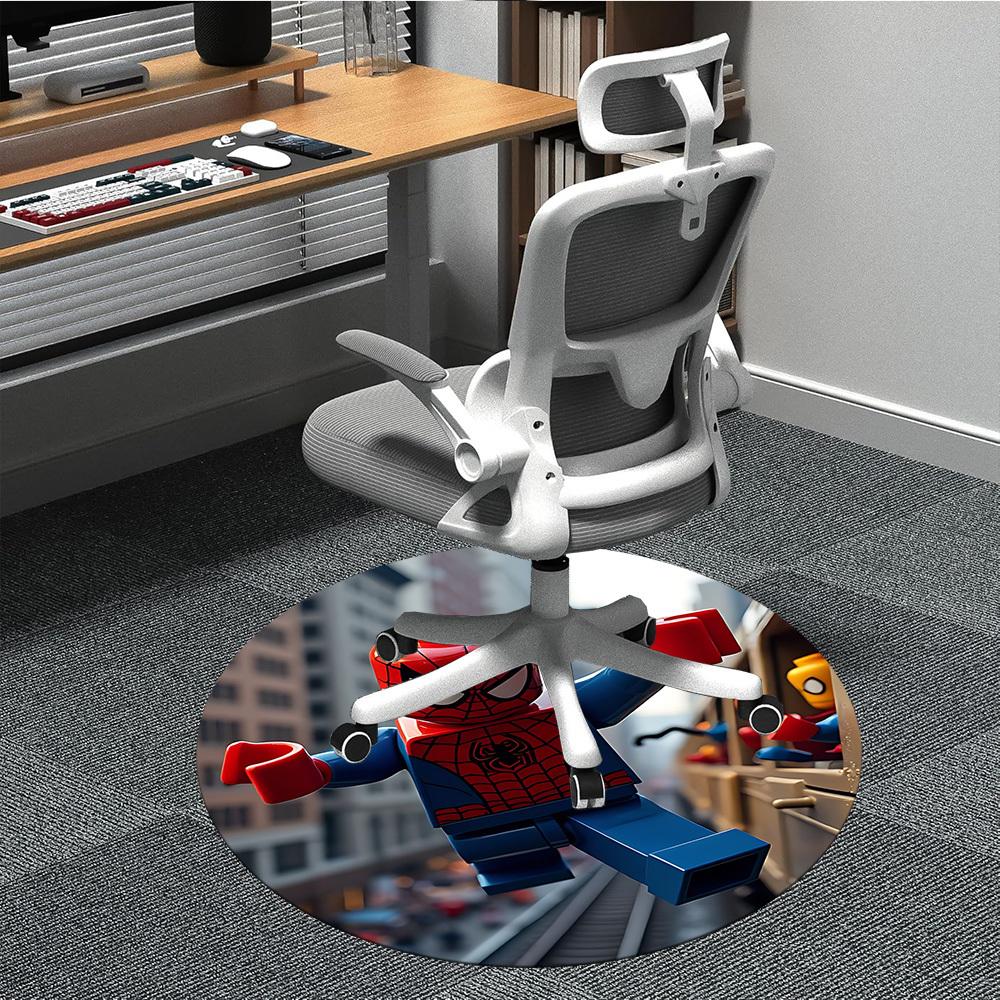 

1pc Spider-Man LEGO Office Round Area Rug, Indoor Mat Suitable For Office, Under Office Chairs Bedroom Living Room Home Decor, Room Deco 80cm
