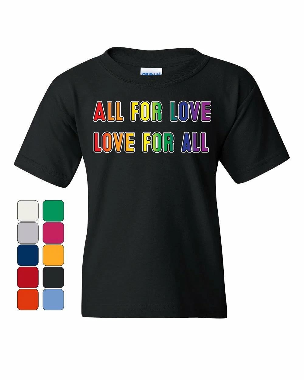 

All for Love Love for All LGBT Youth kids boys T-Shirt Queer Gay Pride Rainbow Kids Tee 100