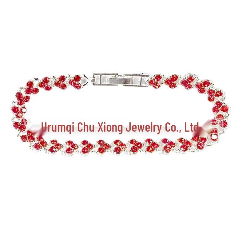Heart-Shaped Rhinestone Silver-Plated Bracelet: Women's Crystal Fashion Hand Ornament