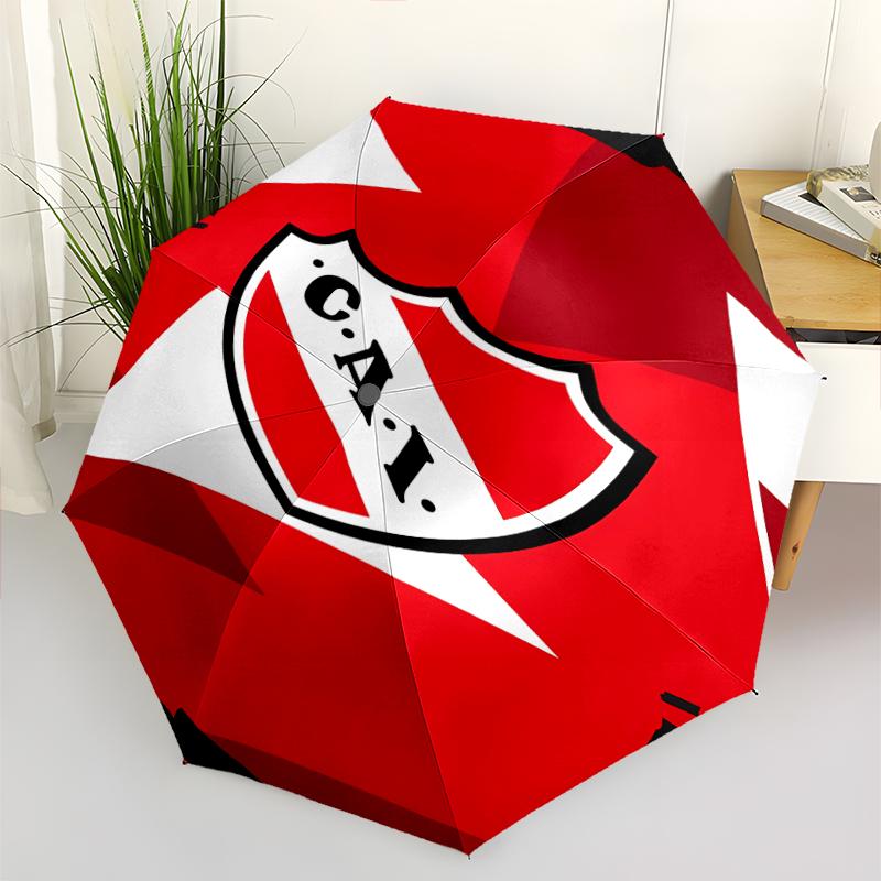 Club Atlético Independiente Print Automatic Umbrella, 8 Rib Iron Frame, Plastic Handle, Suitable for Outdoor Travel &Daily , Ideal Gift