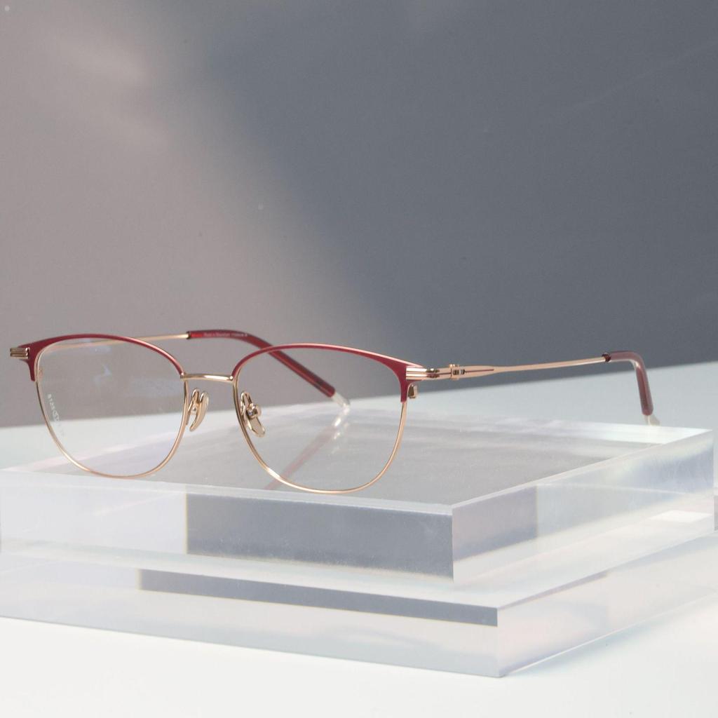 Women's Fashionable Pure Titanium Myopia Glasses Frame, Thin Eyebrow Design - Fits Prescription Lenses, Style 8125