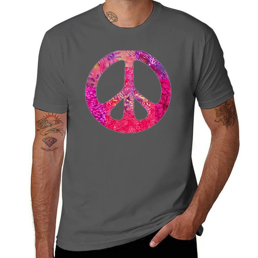 Sweet Pink Peace Sign TShirt Casual Pattern Print Tee Shirt
