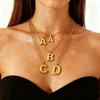 Women's Fashion Pendant Necklace with Link Chain Made of 18K Stainless Steel Golden Luster Bubble-Effect English Letters Design