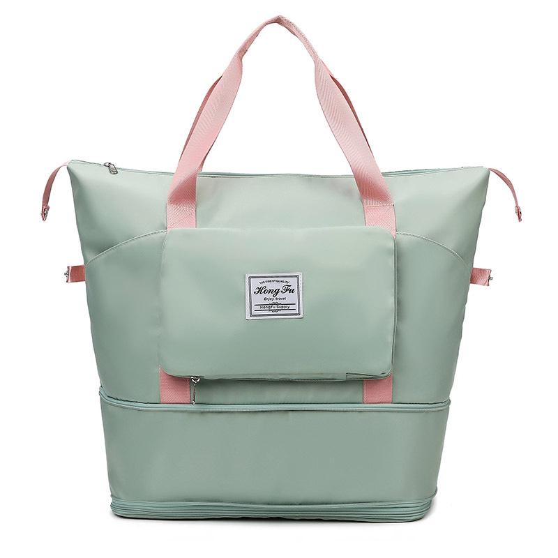 Compact Sports Fitness Bag with Wet/Dry Separation - Foldable Travel Handbag and Carry-on Luggage