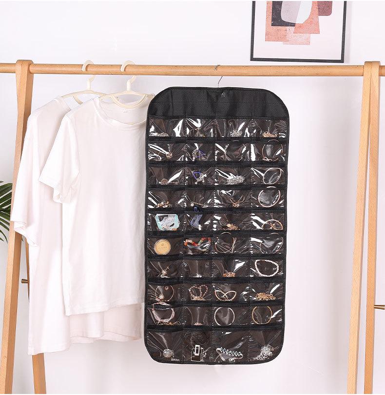 Wall-Mounted Transparent Hanging Jewelry Organizer with Large Capacity, Double-Sided Dustproof Storage Bag