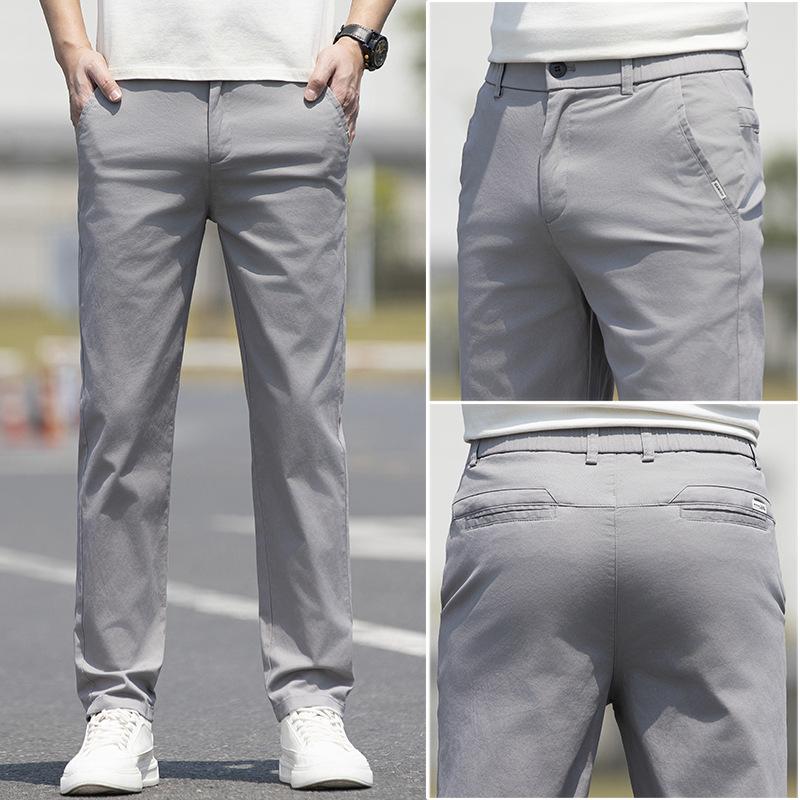 

Summer Thin Men s Casual Trousers, Straight, Thin, Semi-elastic Waist, Trendy And Versatile, Spring And Summer Business Casual Trousers 28 светло-серый