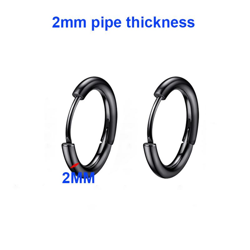 Titanstahl 2/2,5 mm Rohrdicke Mehrere Größen Runde Creolen für Herren Klassischer Schmuck für Accessoires