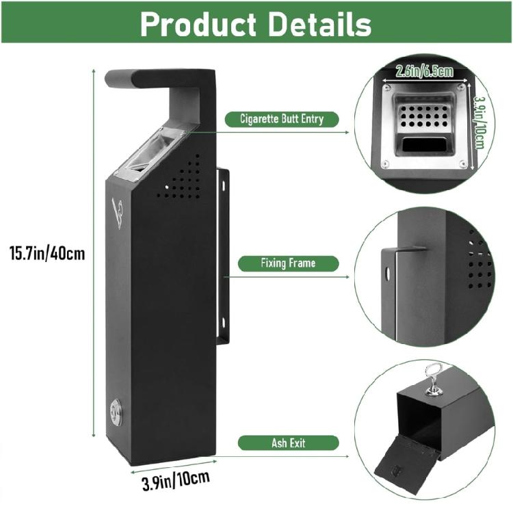 Metal Wall Hungs Waste Bin Outdoor Commercial Use Corrosions Resistant Hiddens Lid Design For Tourist Area