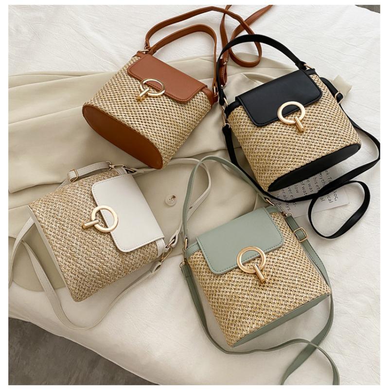 Bag Female Personality Tote Straw Beach Bag Casual Simple Hundreds of Locking Single Shoulder Slanting Cross Bags
