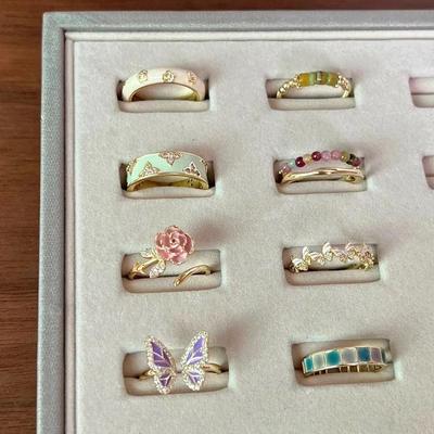 Butterfly Ring with Adjustable Opening, Niche Design, High Class, Colorful Enamel Light Luxury Ring, Summer Daily Jewelry Hand Jewelry Gift