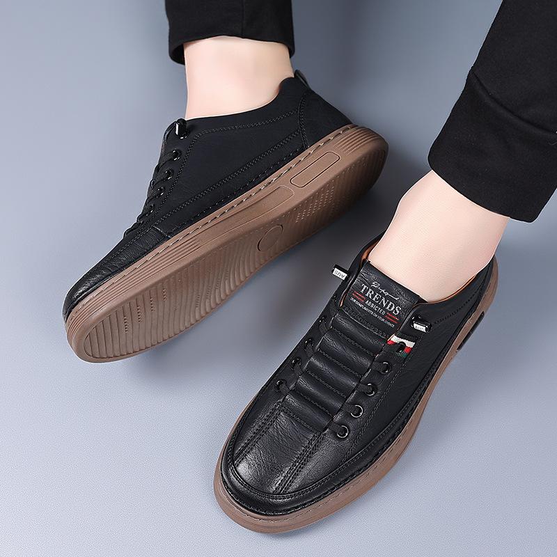 2025 spring board shoes cowhide Doudou shoes men's casual driving shoes soft sole fashion foot cover versatile sports leather shoes