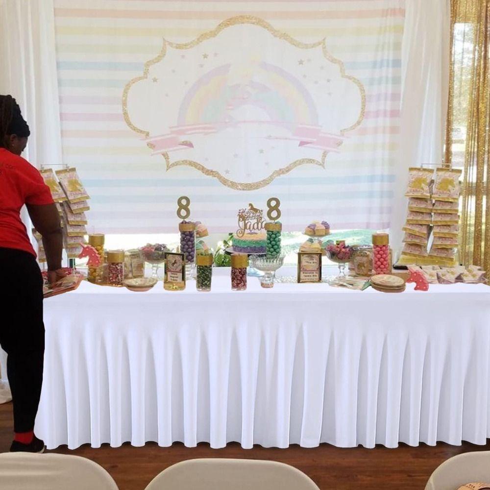 Elastic Table Skirt 4/6FT Table Cover New Stretch Tablecloth  Wedding Events