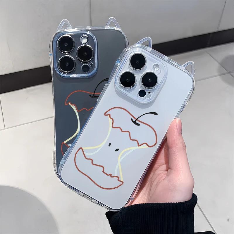 Simple Lines Apple IPhone 17Promax Phone Case Air Cat Ears 16 Transparent 15 Personality 14