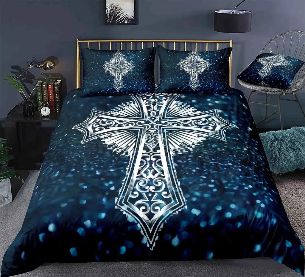 Jesus Cross Christian Christ Believer Comfortable Duvet Cover Pillowcase Bedding Set Children Bedroom Decoration Home Textile