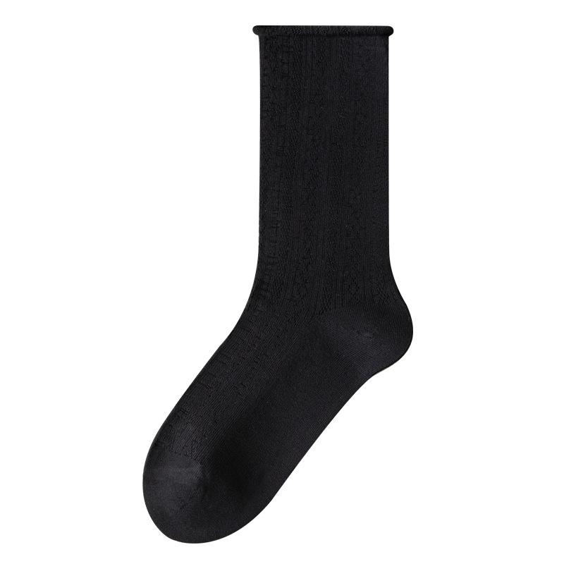 Summer Stacking Socks, Women's Ice Silk Cotton Breathable Mid-leg Socks, Anti-odor and Sweat-absorbing Thin Style