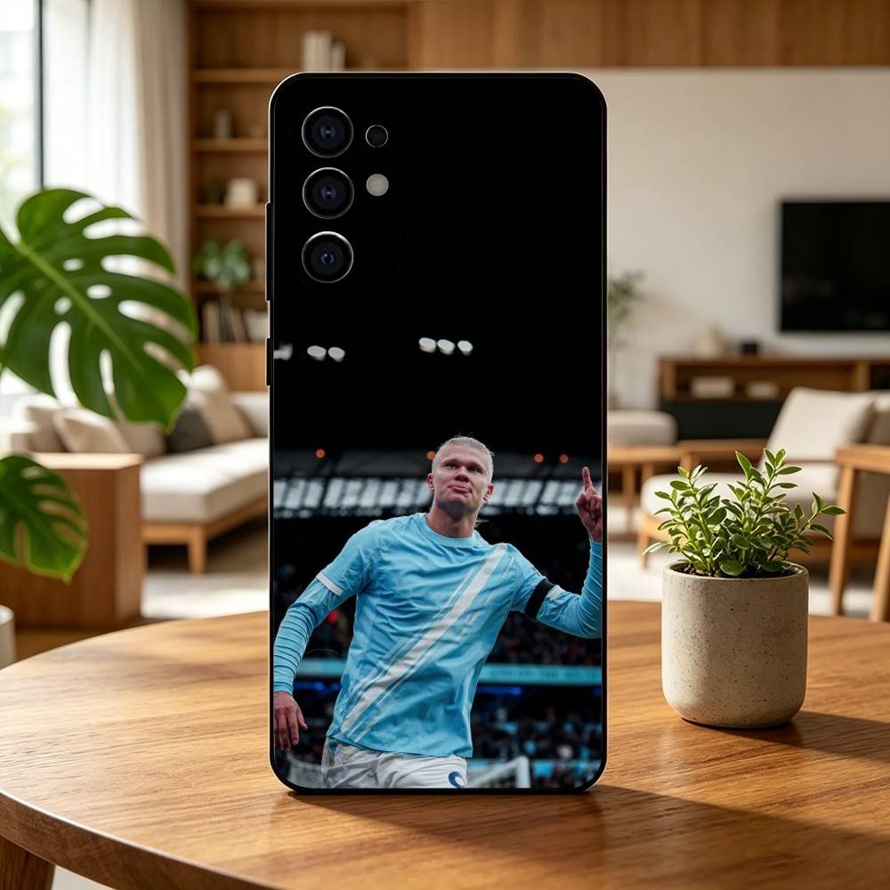 F-Football E-Erling H-Haaland  Phone Case For Samsung S25,S24,S21,S22,S23,S30,Ultra,S20,Plus,Fe,Lite,Note,10,Black Cover
