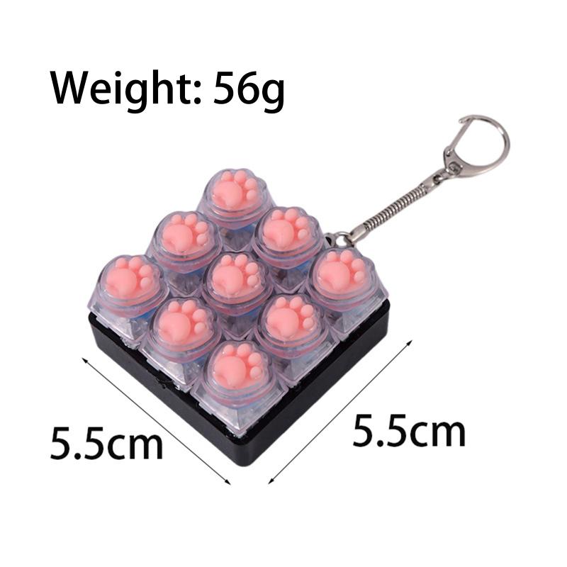 Cat Pawl 9 Keyboard Decompression Keychain With Led Bag Charm For Adults Teen Anti Stress Finger Fidget Keyboard Games Key Chain