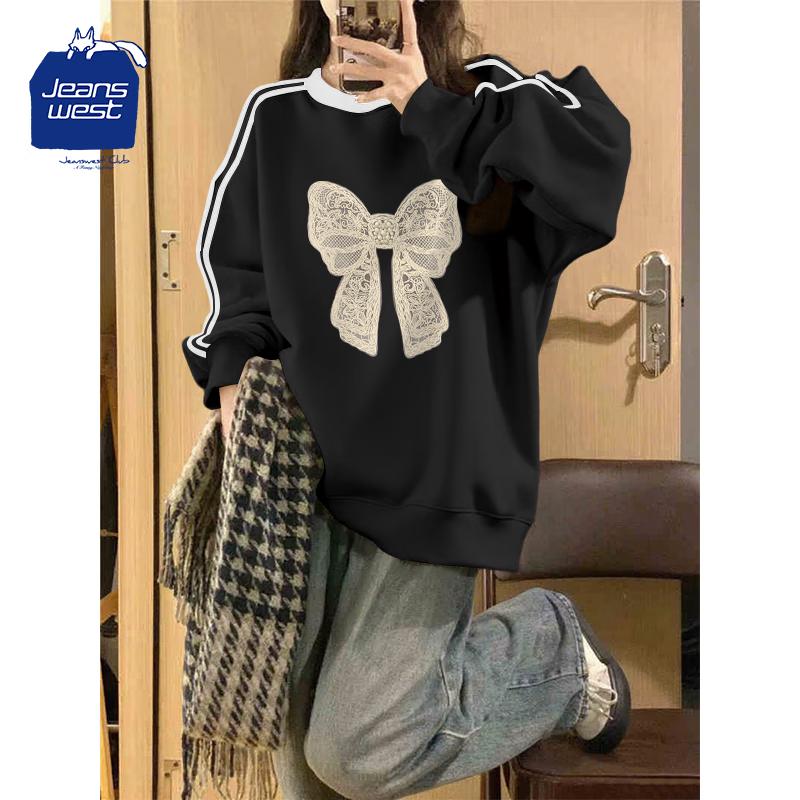 

JEANSWEST CLUB Women s Lace Bow Sweatshirt S